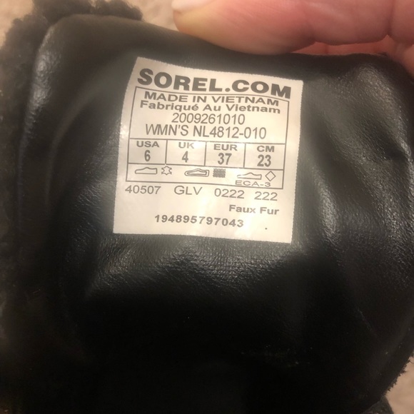 Sorel Brex Fleece Black Leather Waterproof Boots Size 6 - Picture 9 of 9